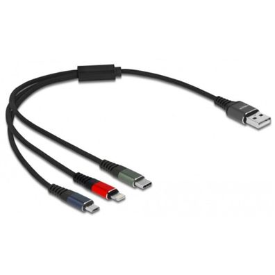 Delock DELOCK USB Ladekabel 3in1 Lightning/MicroUSB/USB Type-C 30cm