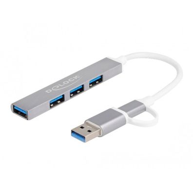 Delock DELOCK 4 Port Slim USB Hub mit USB Type-C USB 2.0 Typ-A Bu