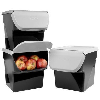 Behälter für Gemüse, Obst, Zwiebeln, Kartoffeln, grau, 3er-Set, 13 l