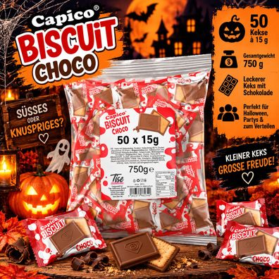 50x15g Capico Biscuit Choco Schokokekse einzeln 750g