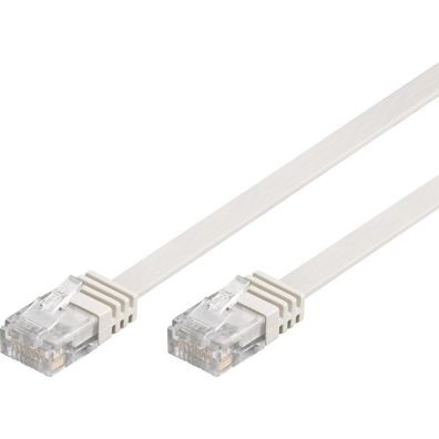 Patchkabel RJ-45 Stecker > RJ-45 Stecker (weiß, 150cm, flach, Cat.5e U/UTP)