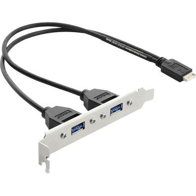DELOCK USB Typ-E Key b ST < 2x USB-A 5Gbps BU mit Slotblech