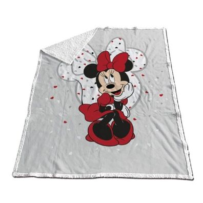 Disney Minnie Mouse Fleecedecke 130x170 cm – Kuschelige Sherpa-Decke für Kinder