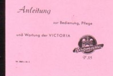 Bedienungsanleitung Victoria Bergmeister V 35, Motorrad, Oldtimer, Klassiker