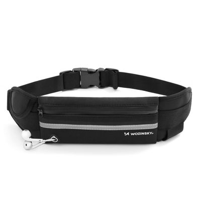 Wozinsky Neopren Laufgürtel Bauchtasche mit Reflektor, zwei Taschen