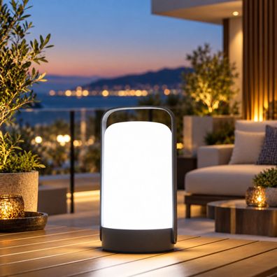Paco Home Akku Tischlampe Rot RGB LED Outdoor IP44 für Balkon & Terrasse