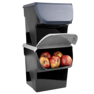 Behälter für Gemüse, Obst, Zwiebeln & Kartoffeln, anthrazit, 2er-Set, 13 l
