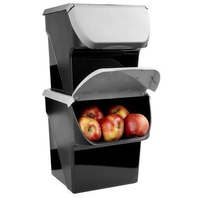 Behälter für Gemüse, Obst, Zwiebeln, Kartoffeln, grau, 2er-Set, 13 l