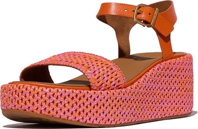 FitFlop Damen Sandalen Platfforms Woven Wedge Ankle-Strap Sandals JG1