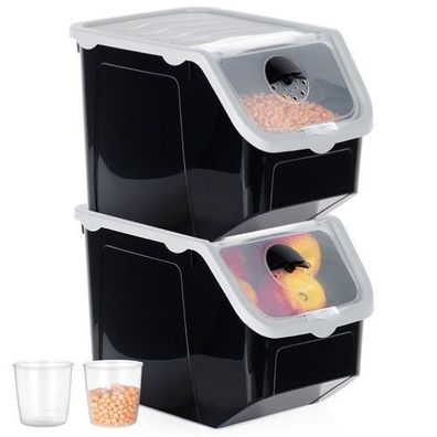 Gemüse- und Obstbehälter mit Deckel, schwarz, 12 l, 2 Stück