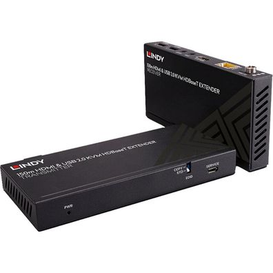 LINDY 150m Cat.6 HDBaseT KVM Extender, HDMI 4K60, USB 2.0&IR