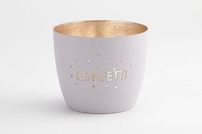 Madras Windlicht M, Konfetti , pastellgrau/gold , 1091104077 1 St