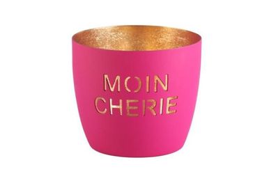 Gift Company Madras Windlicht M, Moin Cherie, fuchsia/gold, 1122404015 1 St