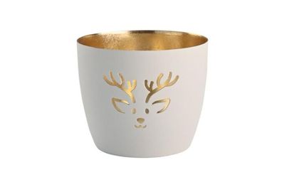 Gift Company Madras Windlicht , M , Rentier , weiß/gold , 1145504001 1 St