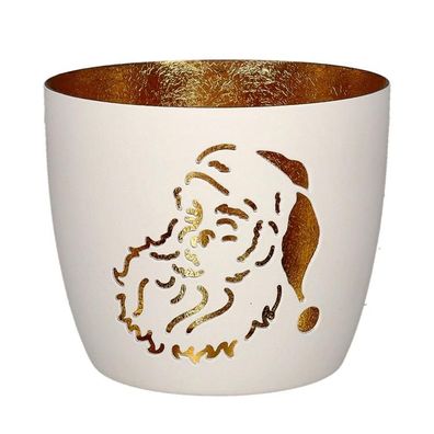 Madras Windlilcht M, Weihnachtsmann weiß/gold 1 St