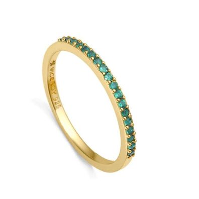 Viceroy Eleganter vergoldeter Ring mit grünen Zirkonen Trend 9118A014 50 mm