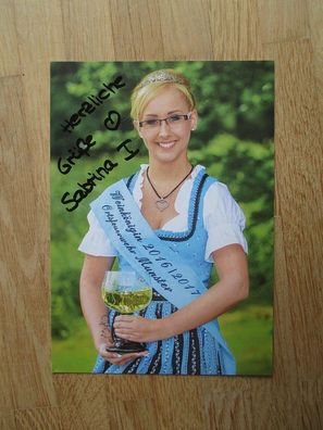 Weinkönigin Ortsfeuerwehr Munster 2016/2017 Sabrina I. - handsigniertes Autogramm!!!