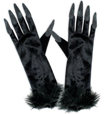 narrenwelt Hexenhandschuhe Hexe Handschuhe schwarz Halloween Party Accessoires