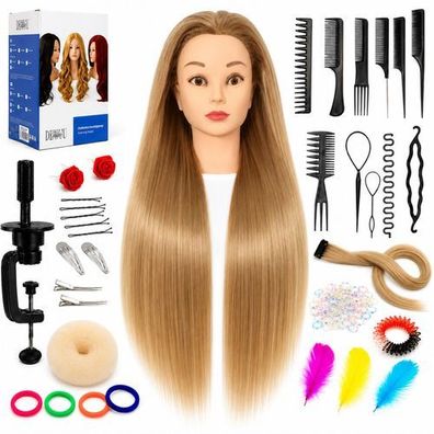 Frisierkopf Damen Übungskopf 70cm Synthetikhaar zum Frisieren