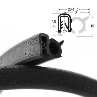 DS40 - EPDM Kantenschutz Dichtungs Profil Gummi Dichtung seitlich - Klemmbereich 2 -