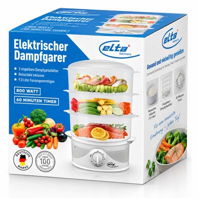 ELTA FS-800 Elektrischer Dampfgarer 9 L Reisschale weiß
