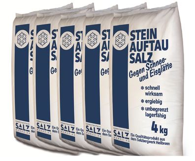 Steinauftausalz 5x 4 kg Kornklasse EF trocken – Premium Streusalz