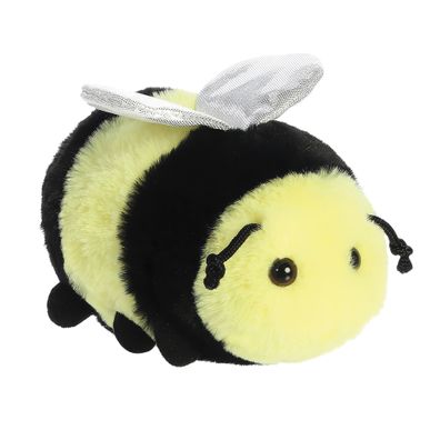 Aurora, 31858, Mini Flopsie Beeswax Biene, 20,5cm Eco-Friendly Plüschtier, chwarz & G