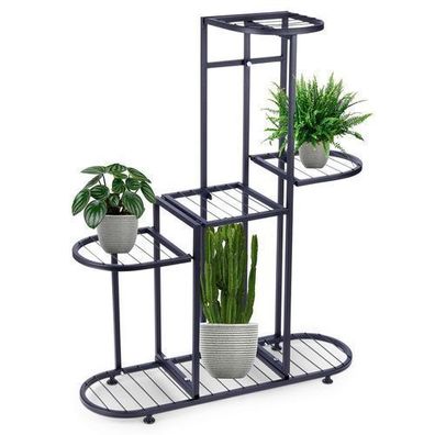 Schwarzer Blumenständer aus Metall, 5-stöckig, 84,5 cm