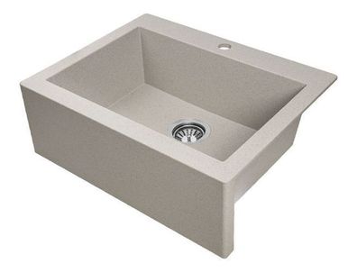 Granitspüle mit Schürze Einzelbecken KOMODO 49x58 Beige | Siphon im SET!