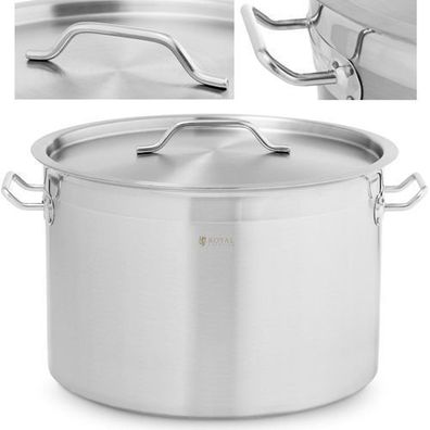 Stahltopf mit Deckel, dickem Boden, für Induktion, Gas & Halogen, 23 l