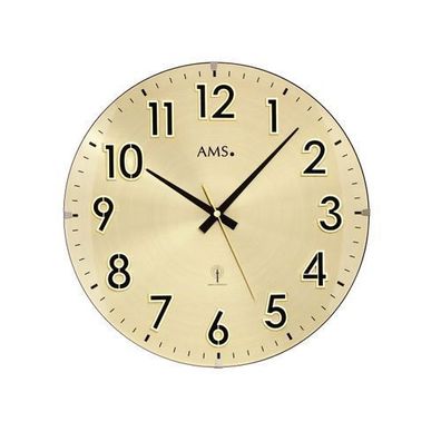 AMS F5974 Funkwanduhr mit Holzgehäuse und gewölbtem Glas