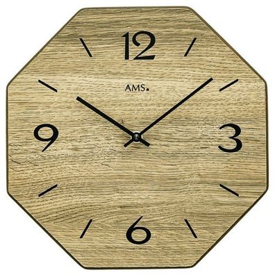 AMS W9714 Quarzuhr mit Holzgehäuse und bedrucktem Zifferblatt