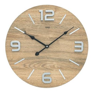 AMS W9701 Wanduhr mit Holzgehäuse und Metallziffern
