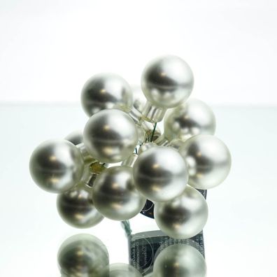 Mini-Weihnachtskugeln Silberfarben am Draht matt Ø 2,5 cm aus Glas - 12er Set