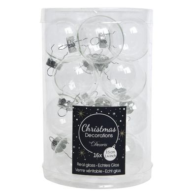 Christbaum-Mini-Kugeln Transparent Ø 3,5 cm aus Glas - 16er Set