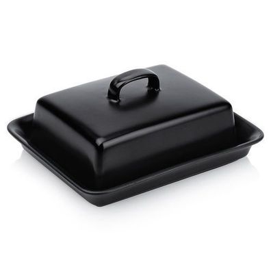 Schwarze Butterdose aus Keramik