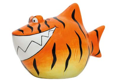 Sparschwein Spardose 'Tigerhai' Keramik orange (B/H/T) 13x11x7,5cm