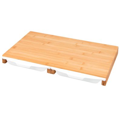 bremermann Schneidebrett mit 2 Auffangschalen | aus Bambus | ca. 49,5 x 28,5 cm