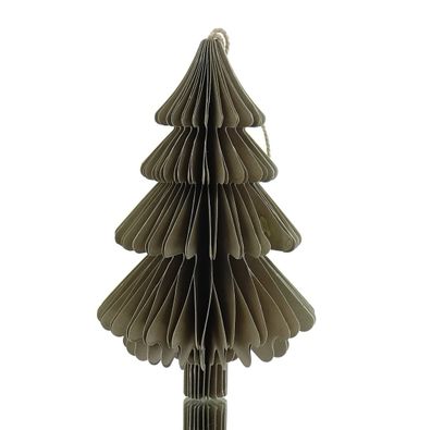 Kaemingk Weihnachtsanhänger Tannenbaum Taupe Glitter & Aufhänger 14,5 cm - Papier