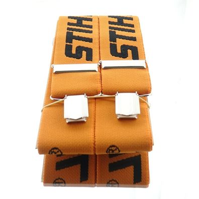STIHL® Hosenträger Orange & Schwarz mit Metallclips & Kunststoffinlay 110 cm - 0000 8
