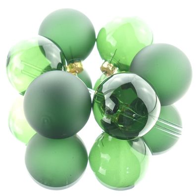 Christbaumkugeln Pine Green dunkelgrün transparent Ø 6 cm aus Glas - 6er Set
