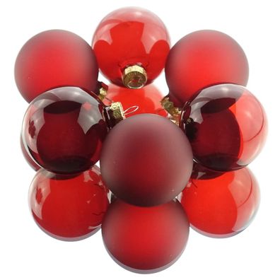 Christbaumkugeln Ox Blood dunkelrot transparent Ø 6 cm aus Glas - 6er Set