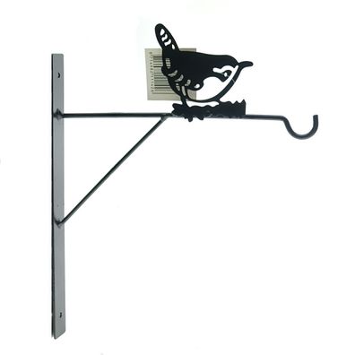 Esschert Design Wandhaken mit Zaunkönig schwarz - Metall