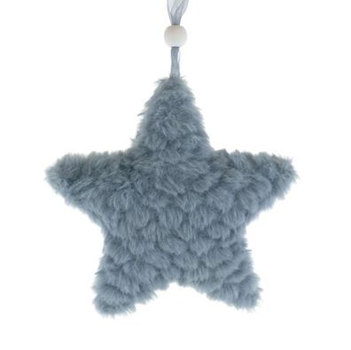 Weihnachtsanhänger Stern Grau Ø 12 cm - Polyester-Plüsch