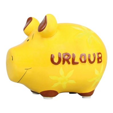 Sparschwein 'Urlaub' Keramik gelb rot (B/H/T) 12,5x9x9cm