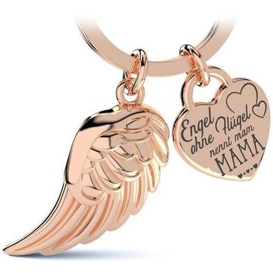 LANOLU Schlüsselanhänger Mama "Engel Flügel" - Roségold