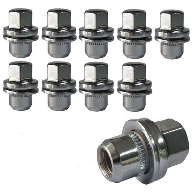 10x Radmuttern Flachbund M14x1.5 34mm Chrom Für Land Rover Defender 110 4WD L663
