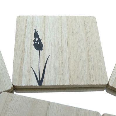 Riffelmacher Untersetzer eckig 6er Pack 10x10x3cm Holz 1 Zweig