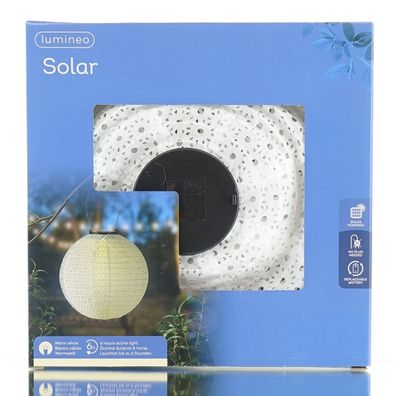 Lumineo Solar Laterne Ø 25 cm Höhe 23 cm weiß
