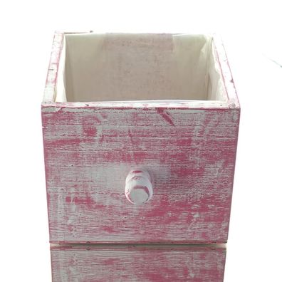 Scheulen Pflanzgefäß in Schubladenform M Magenta geweißt 14 x 14 cm - Holz